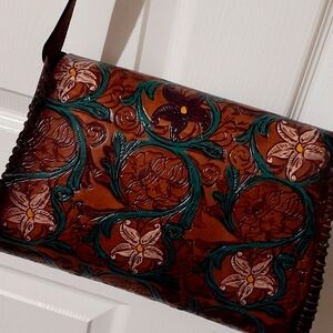 Floral Embossed Leather Bag